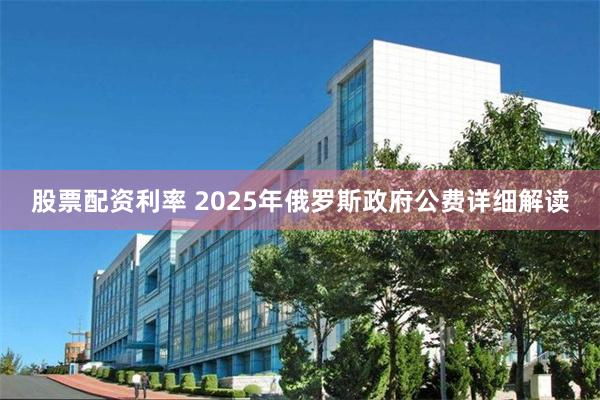 股票配资利率 2025年俄罗斯政府公费详细解读