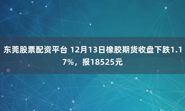 东莞股票配资平台 12月13日橡胶期货收盘下跌1.17%，报18525元