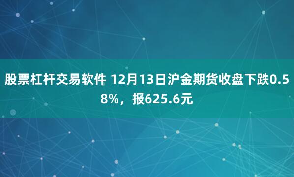 股票杠杆交易软件 12月13日沪金期货收盘下跌0.58%，报625.6元