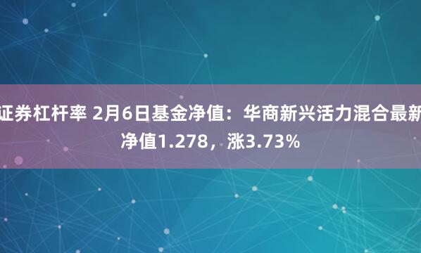 证券杠杆率 2月6日基金净值：华商新兴活力混合最新净值1.278，涨3.73%